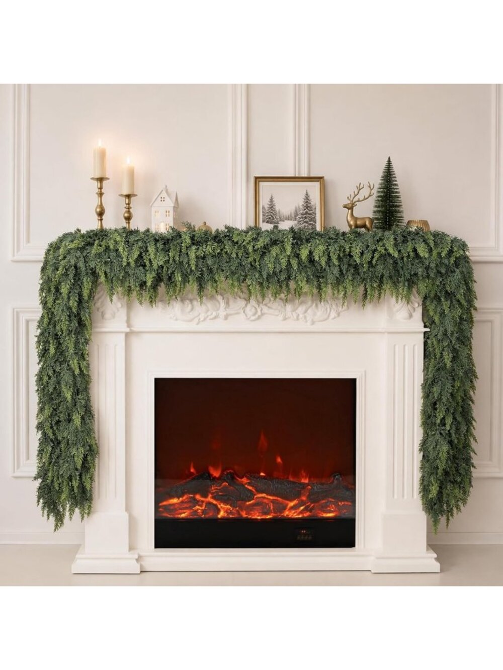 9FT Realistic Artificial Cedar Garland for Holiday Home Decor & Christmas Cheer